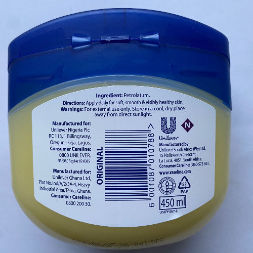 Vaseline Petroleum Jelly 450g Large